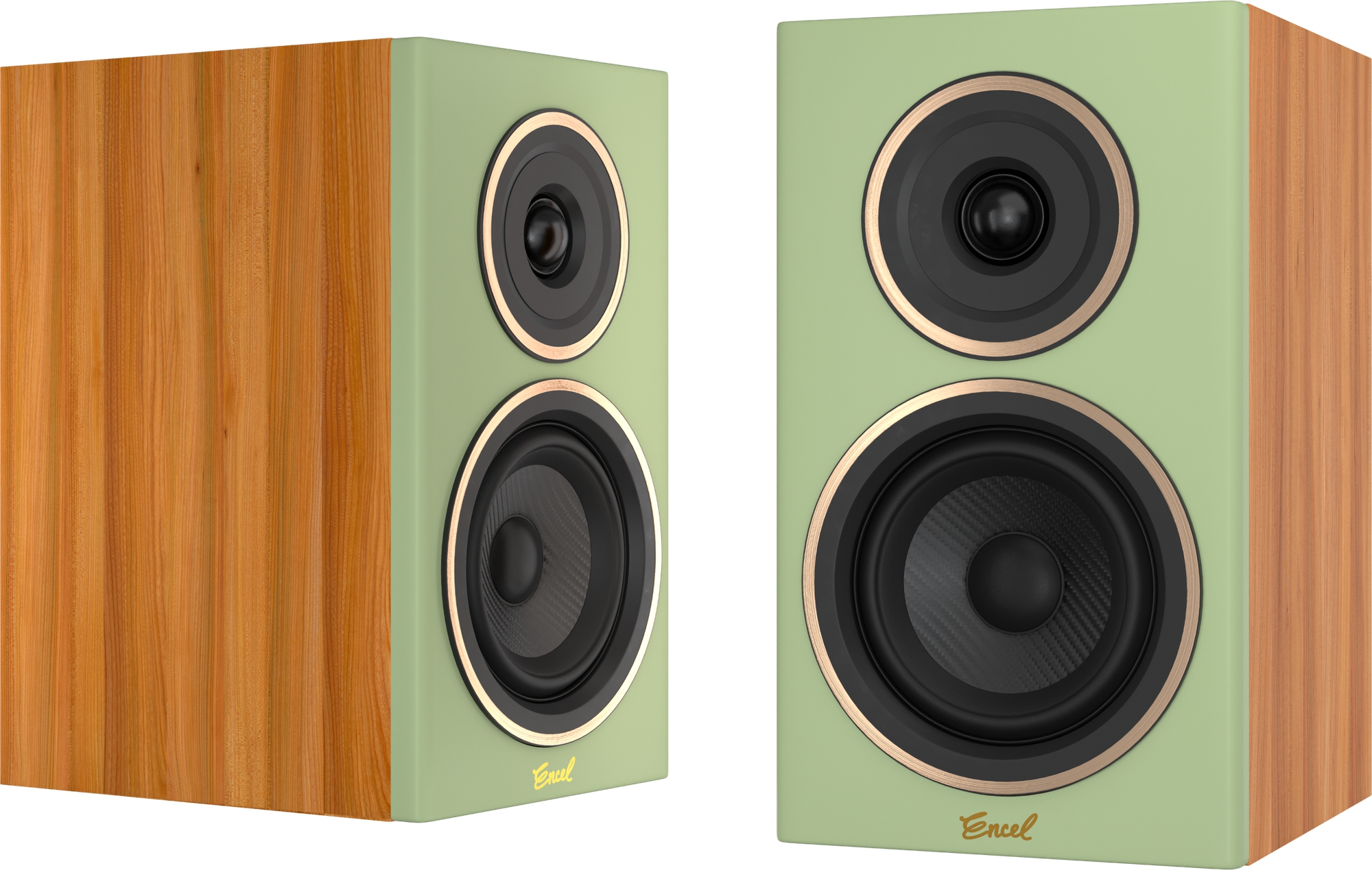 Encel Gelati Bookshelf Speakers (Pistachio Green/caramel Walnut)